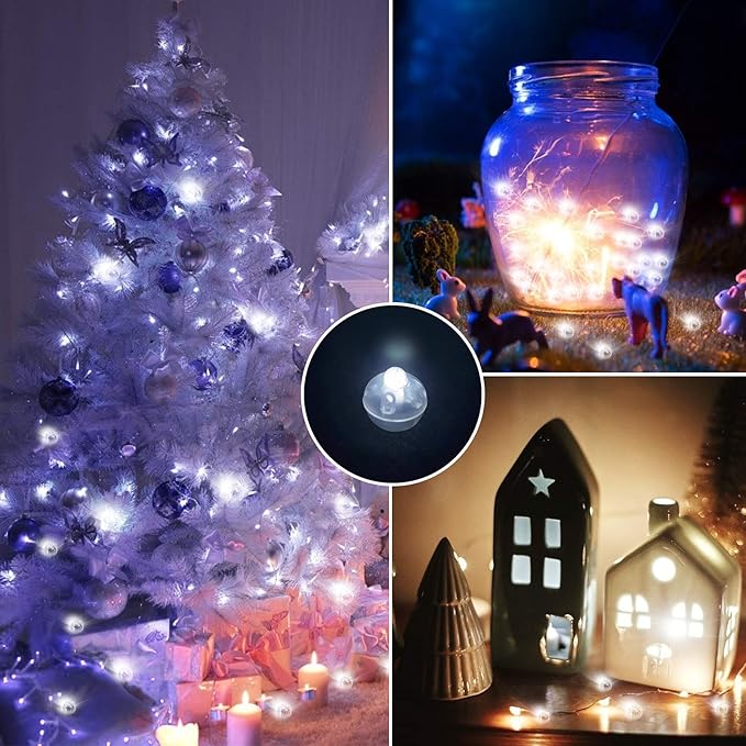 200pcs White LED Balloon Light, Tiny Light Mini Round Led Ball Lamp for Paper Lantern Balloon, Indoor Outdoor Event - Fun Halloween Christmas Party Wedding Decoration Supplies