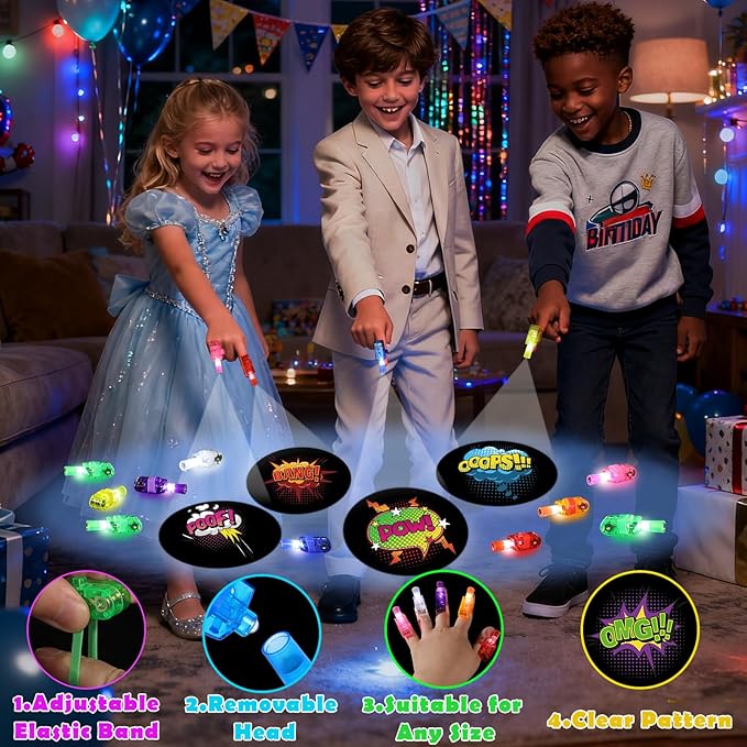 36 Pack Super Theme Hero Party Favors LED Finger Lights for Kids, Glow in the Dark hero Birthday Party Supplies, Goodie Bag Stuffers Classroom Treasure Box Prizes
