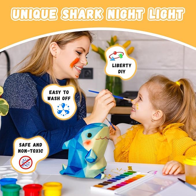 Paint Your Own Shark Lamp Kit, Arts and Crafts for Kids Ages 8-12, DIY Shark Night Light Girls Gifts, Art Supplies Painting Craft Kits for Kids, Gifts for Kids Birthday Ages 3 4 5 6 7 8 9 10 11 12+