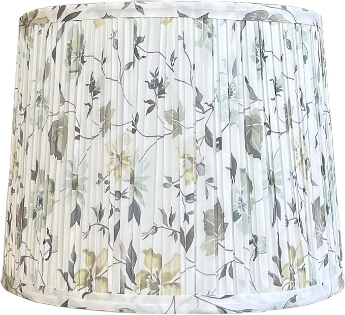 TOOTOO STAR Pleated Drum Lampshades 14.5" Top x 16" Bottom x 10" High Large Printed lampshade (Spider Fitter) for Table Lamps & Floor Lamps, Easy Assembly Required
