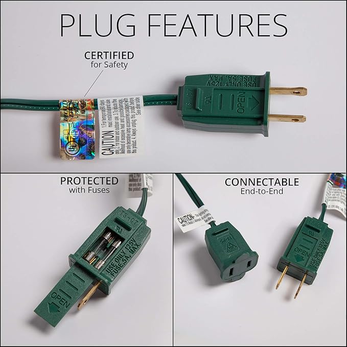 100 ft C7 OptiCore Green Commercial Christmas Lights, 100 Lights - for Outdoor Holiday St. Patrick's Day Party; Green Wire