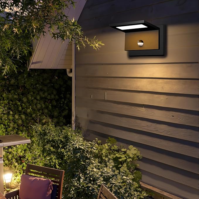 Motion Sensor Outdoor Wall Light Black LED Exterior House Light Fixture Front Porch Light Wall Mount Sconce IP54 Waterproof for Garden Patio Garage Entryway 10W 680Lm 3000K