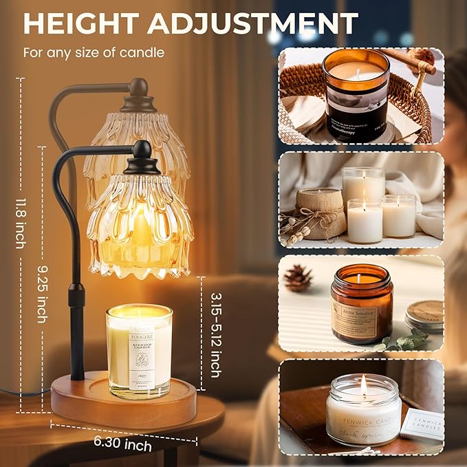 Candle Warmer Lamp with Timer and Wireless Remote Control, Dimmable Candle Warmer for Jar Candles, Height Adjustable Wax Melts Warmer, House Warming Gifts New Home Decor, Gifts for Women Mom