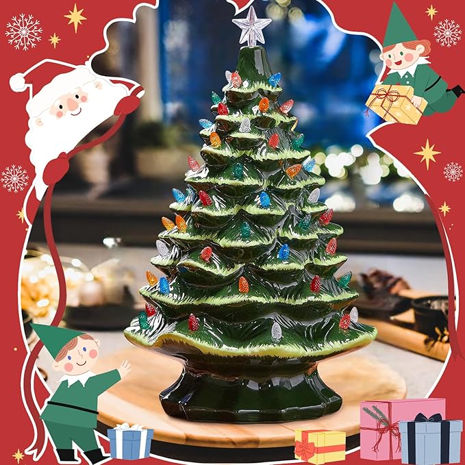 Boao 100 Pieces Ceramic Christmas Tree Bulbs and 5 Stars Replacement Plastic Bulbs for Ceramic Christmas Tree Decorations (4 mm Diameter,Assorted Color)