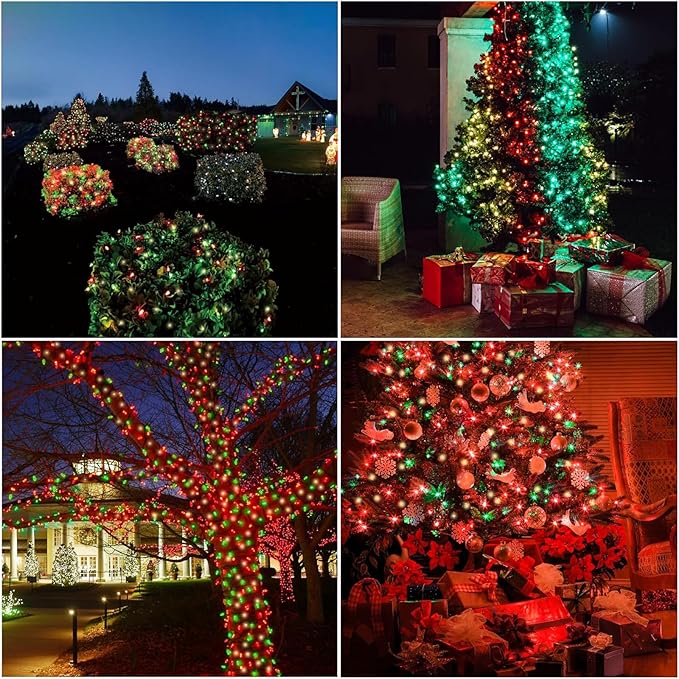 165 FT 500LED Red Green Warm String Lights Indoor Outdoor, Connectable Christmas Tree Lights Waterproof 16 Modes with Timer, Fairy Twinkle Light Plug in for Bedroom Wedding Party Xmas Decorations