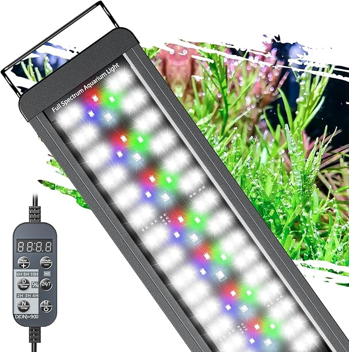 Pawfly 33W Aquarium LED Light for 30" to 36" Tanks 24/7 Extendable Fish Tank Light with Full Spectrum IP68 Waterproof with D/N Mode Single Color Effects Timer and Adjustable Brightness