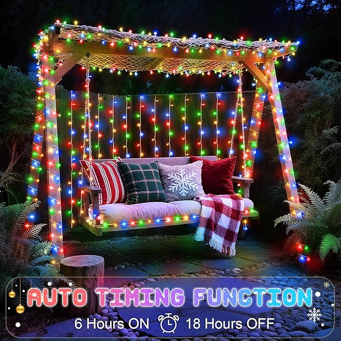 Christmas Lights Outdoor with Timer, Battery Operated Christmas Lights 16.4ft 50LED Christmas Decorations for Small Mini Christmas Tree Multicolor