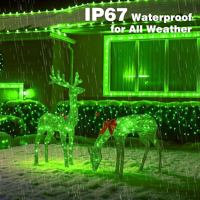 Christmas Lights 500LED 164FT, Waterproof Christmas Tree Lights with 8 Modes, Remote Control 3 Timers & Memory Function Xmas Decorations for House and Holiday (Green)