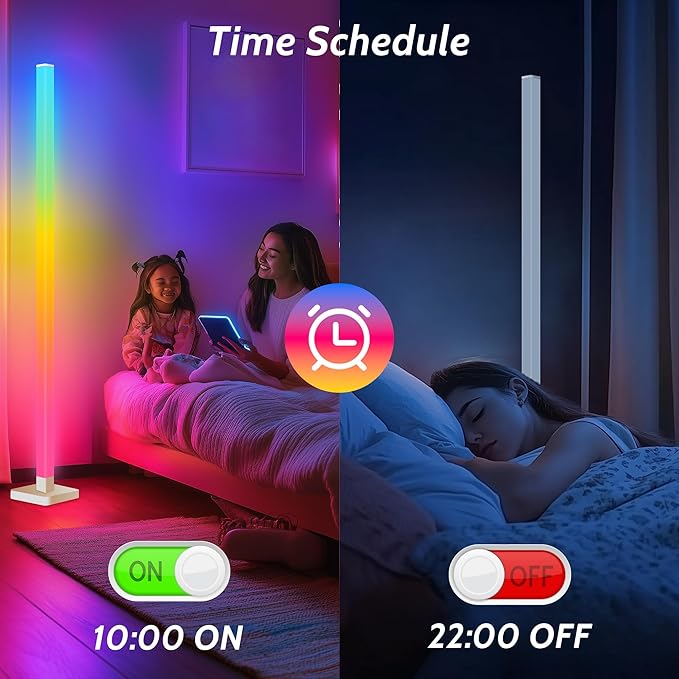 2 Pack ICRGB Corner Floor Lamp, DIY Floor Lamp with Music Sync and 16 Million Colors, Color Changing Standing Floor LED Lights for Bedroom Living Room Decor, Ambient Mood Lighting Gaming