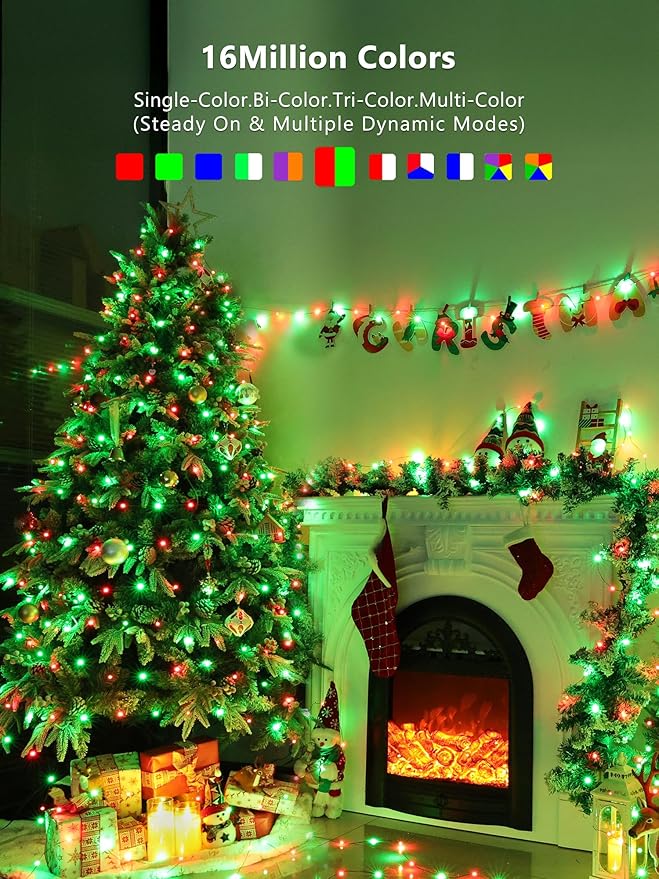 BrizLabs Smart Easter Lights, 66ft 200 LED Color Changing Xmas Lights Work with Alexa & Google Home, Rainbow Fairy Light Christmas Decorative Pastel Lighting Green Wire for Xmas Tree Halloween Party