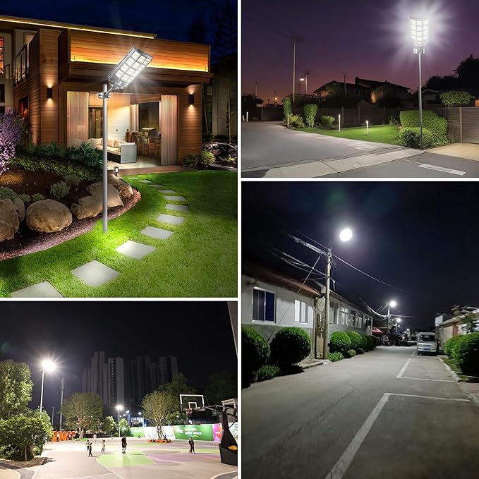 Solar Street Light 8000W, Solar Street Lights Outdoor Waterproof, 240000LM 8000K Solar Powered Street Light Dusk to Dawn with Motion Sensor, LED Wide Angle Lamp