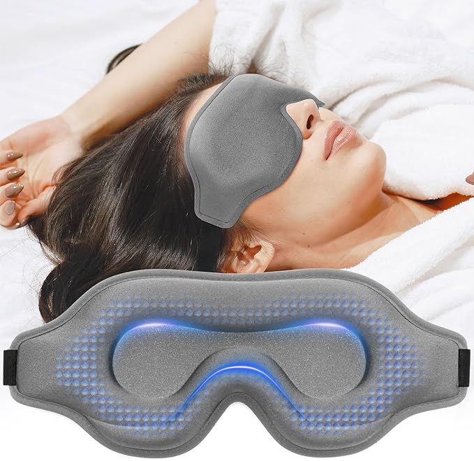 Sleep Eye Mask for Men Women, Weighted Eye Mask Blackout with Adjustable Strap, Lash Extensions Sleeping Mask for Travel (Grey, 4.6oz)