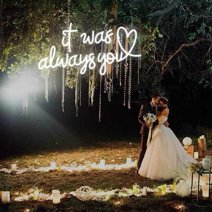 It Was Always You Neon Sign – Romantic LED Wall Light for Bedroom, Wedding, Proposal, Birthday Party, Anniversary or Bar Decor, 17″ × 9.2″ USB Powered Neon Light