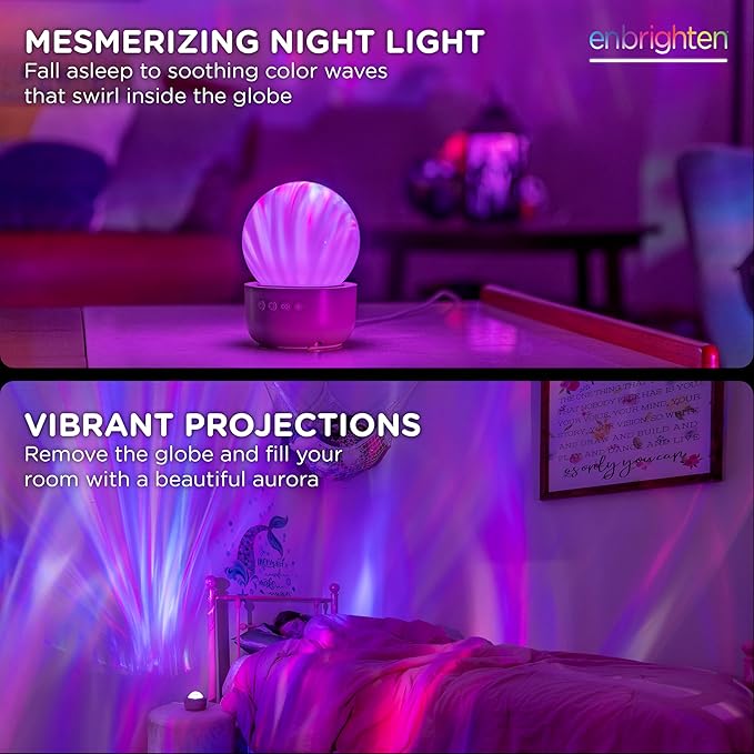 Enbrighten Aurora Crystal-Ball Galaxy Projector – Space, Nebula & Star Night Light with Northern Lights Effect – Tabletop Light for Bedroom, Playroom, Game Room & Parties (76044)