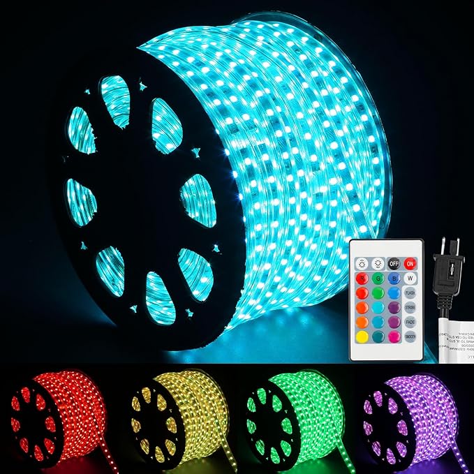 150 FT Waterproof Led Strip Lights for Outdoor Indoor, Cool White, Warm White, Blue, 16 Multiple Color Changing Led Light with Remote Control (150 feet)