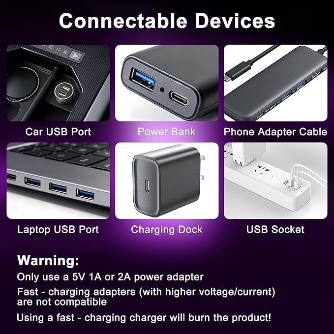 Car USB Night Light Touch Dimmable - 1-Pack Retro LED Filament Lamp for Truck Interior, Bedroom & Camping | Glass Bottle Ambiance Lighting (Purple)