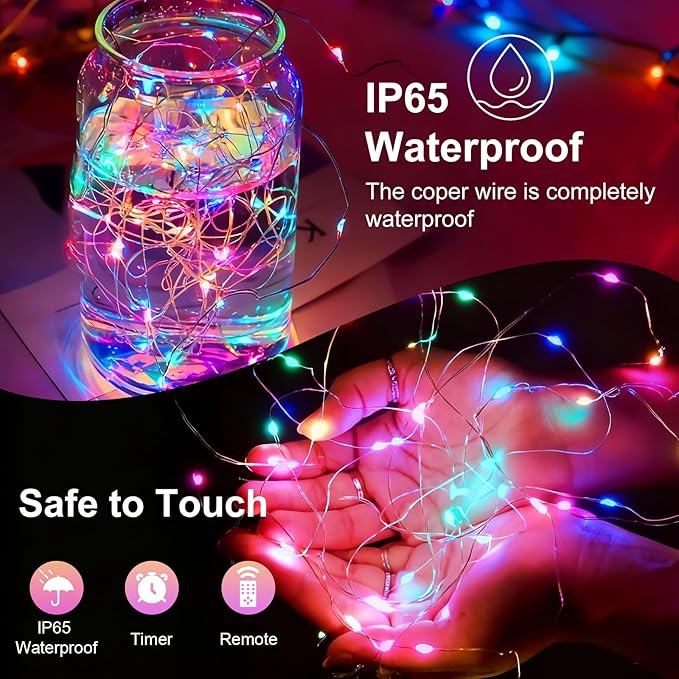 6 Pack Fairy Lights Battery Operated with Remote 7ft 20 LED Mini String Twinkle Lights Waterproof 8 Modes Firefly Starry Moon Lights for Mason Jars DIY Christmas Wedding Party Bedroom Decoration