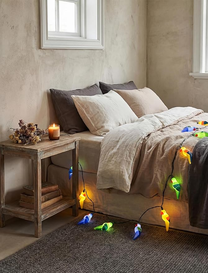 Multicolor Parrot String Lights, 8.5Ft Parrot Camping Outdoor Party Lights with 10 LED Multicolor Parrot Lights, Summer Patio Decorations String Lights for Bedroom Home Decks Party Lighting
