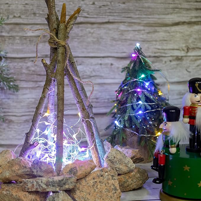ITART Micro LED String Lights Battery Powered 8 Packs Multi Color Mini Fairy Light 20 LED Ultra Thin Silver Wire Rope Lights for Christmas Halloween Mardi Gras Wedding Parties Bedroom