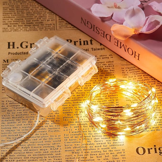 2 Pack 32.8 Ft. Battery Operated Outdoor String Lights with Remote & Timer, LED Warm White Fairy Lights, Waterproof Twinkle Lights for Bedroom, Dorm, Mason Jar, Wedding, Party, Christmas