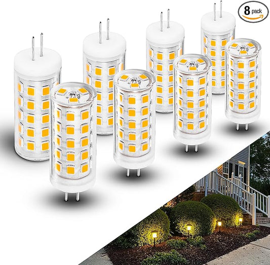 T3 G4 LED Landscape Bulb 2700K Warm White 400lm 30W-40W Halogen Bi-Pin T3 JC Type G4 4W AC/DC 12V-24V for Outdoor Stair Step Deck Path Lawn Lights Chandelier Under Cabinet Lighting, 8 Pack