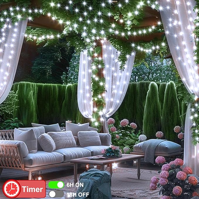 ZAIYW Battery Fairy Lights 4 Pack 16.5Ft 50LED Fairy String Lights with Remote Timer 8 Modes, Dark Green Copper Wire Waterproof Christmas Lights for Outdoor Wedding Tree DIY Decor (Cool White)