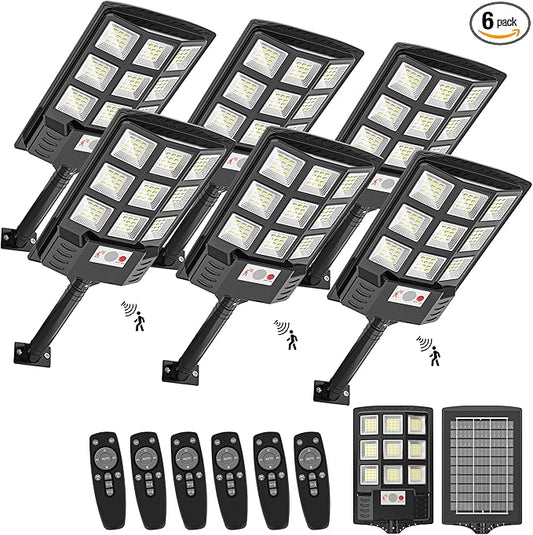 Sunwish Solar Street Light Outdoor, 6500K 5730LEDs Dusk to Dawn Solar Street Lights with Motion Sensor Remote Control, IP66 Waterproof Outdoor Flood Lights for Garden Yard Parking Lot (6PACK)
