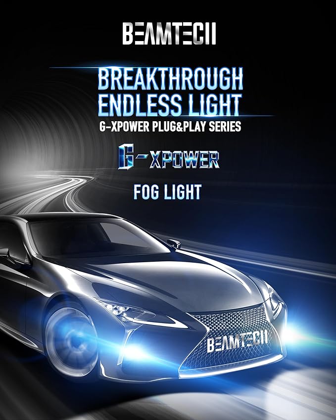 BEAMTECH 9006 Fog Light Bulbs,6500K 20000LM Plug Play Pack of 2