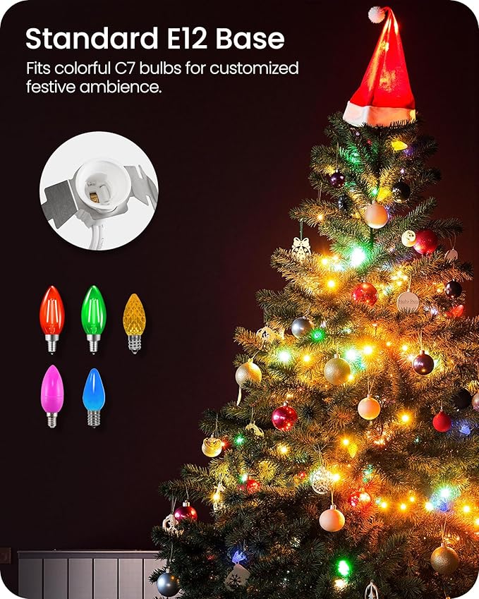Christmas Village Lights, Decoration String Lights 9Ft with 3 C7 LED Bulbs, Warm White, with Male and Female Plugs, for Christmas Snow House,Pumpkin Crafts,Holiday W05VL05 Village Lights
