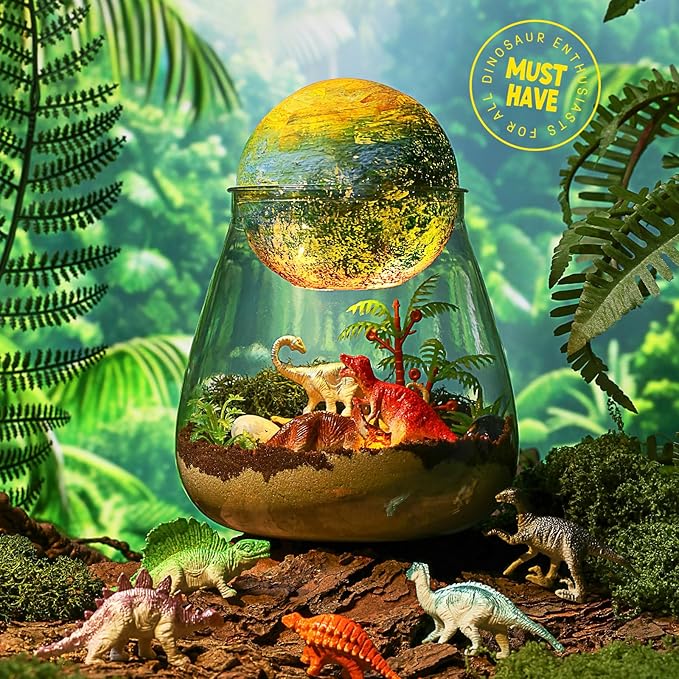 Dinosaur Terrarium Kit for Kids - Dino Kid Crafts with DIY Moon Lamp Kit - Birthday Gift for Boys Ages 4 5 6 7 8-12 Year Old - Arts and Crafts for Boy and Kids - Easter Gifts for Boys