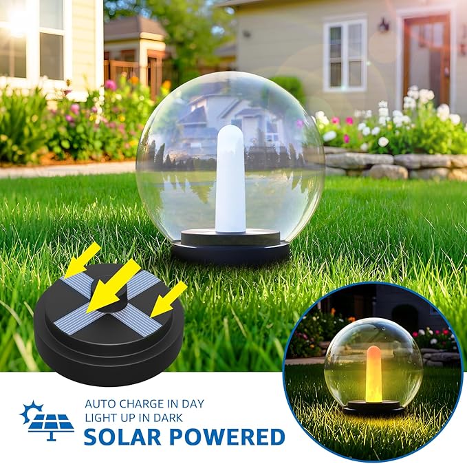2-Pack Solar Floating Pool Lights Ball Outdoor Water-Resistant IP66 Solar-Powered that Float Candles Flickering Lights for Swimming Pool Decor Pond Garden Party