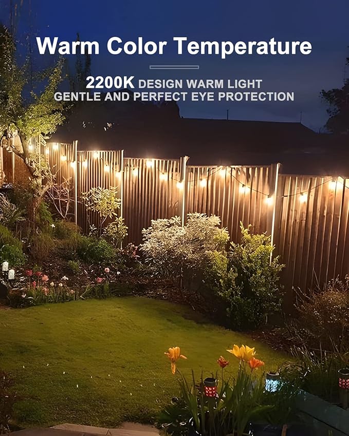 Lightdot 500FT Outdoor String Lights, LED Bistro String Lights with Shatterproof ST38 Bulbs, 2200K Dimmable, Waterproof Hanging Lights for Porch, Party, Garden, Backyard, Balcony
