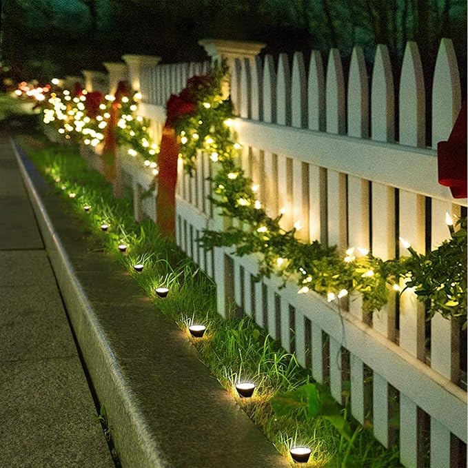 Solar Pathway Ground Lights 10 LED Solar String Ground Lights Solar Powered Inground Lights for Garden Lawn Walkway Driveway