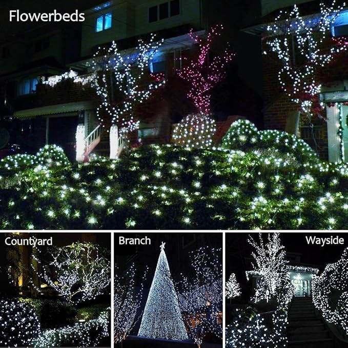 FULLBELL Christmas Lights, Fairy Lights Outdoor 66Ft 200 LED with Memory Modes Controller, Plug in Easter Decor Lights for Bedroom Party Wedding Garden Christmas Tree Indoor Outdoor Decorations