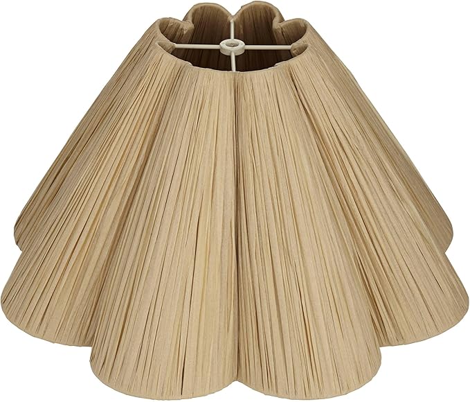 6" Top x 18" Bottom x 10" High x 10" Slant Lamp Shade Replacement Large Tan Wave Empire Farmhouse Tropical Modern Lafite Paper Textured Spider Harp Finial - Springcrest
