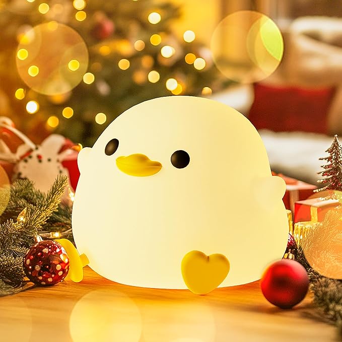 Duck Night Light, LED Cute Silicone Nursery Nightlight for Kids, DoDo Duck lamp Rechargeable Touch Bedside Lamp with 20 Minutes Timer for Breastfeeding, Funny Decor, Xmas Birthday Gifts