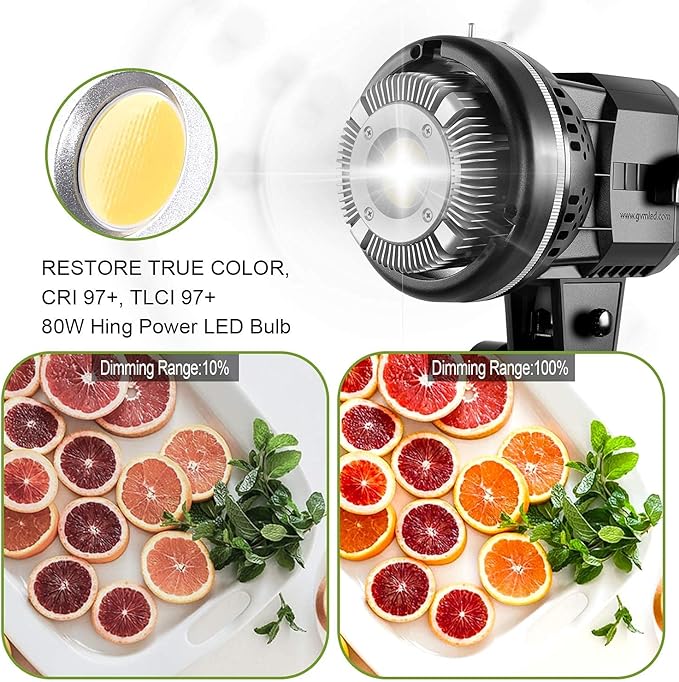 GVM 80W Photo Studio Lighting Kit, LED Video Light with Bowen Mount 23.6" Softbox, Tripod Stand, Continuous Output Daylight 5600K Lights for Photography