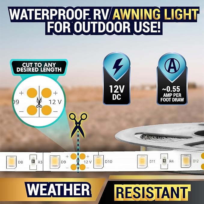 LATCH.IT 12V RV Awning Lights | 20-Foot V2.1 RV Awning LED Light Strip DIY-Kit | RGB RV LED Lights Exterior IP68 Water-Resistant | The Original & Most-Complete Camper Awning Lights in The Market