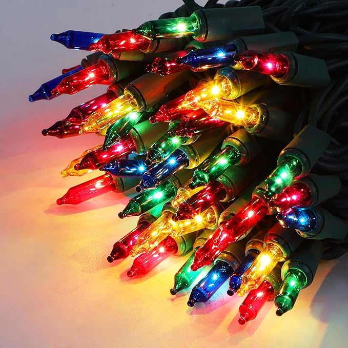 Multicolor Christmas String Lights, 100 Count, Incandescent Mini Christmas Lights, Connectable Xmas Tree Light for Indoor Outdoor Garland Birthday Holiday Wedding Festival Party