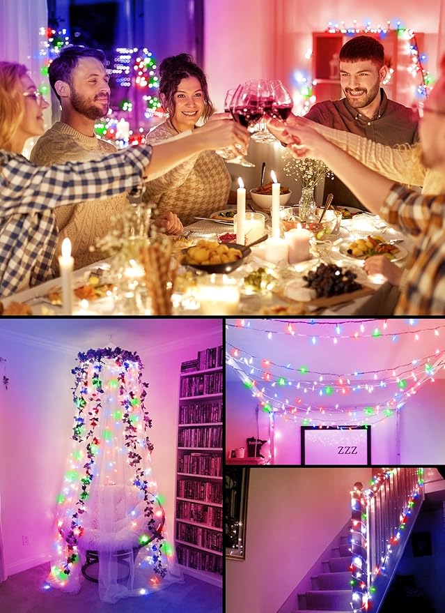 2 Pack Battery Operated Christmas String Lights, 8ft 20 LED Mini Lights with Timer, Christmas Tree Light for Indoor Outdoor Bedroom Wedding Party Holiday Xmas Decoration，Multicolor