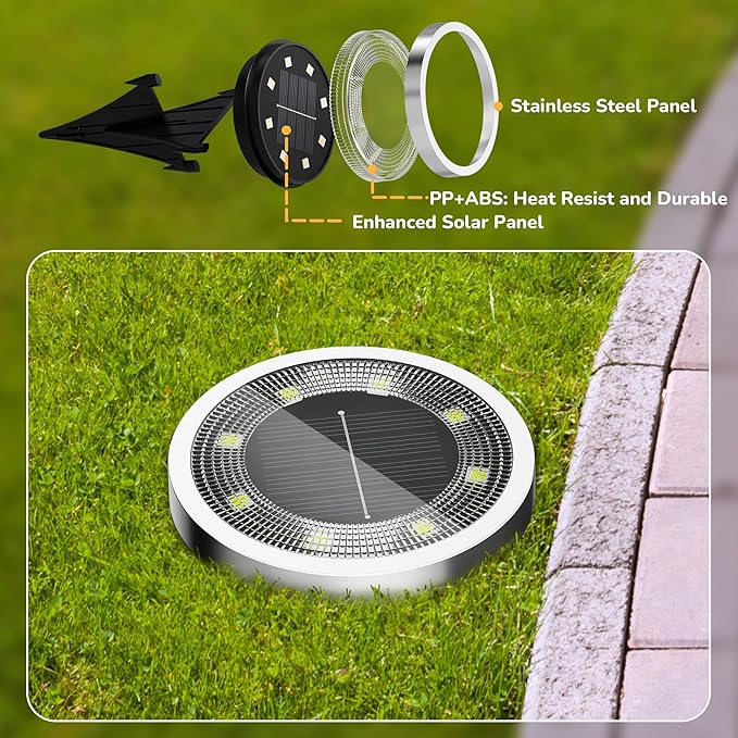 INCX Solar Ground Lights,20 Pack Solar Lights Outdoor Waterproof, Solar Garden Lights Landscape Lighting for Patio Pathway Lawn Yard Deck Driveway Walkway, Warm White