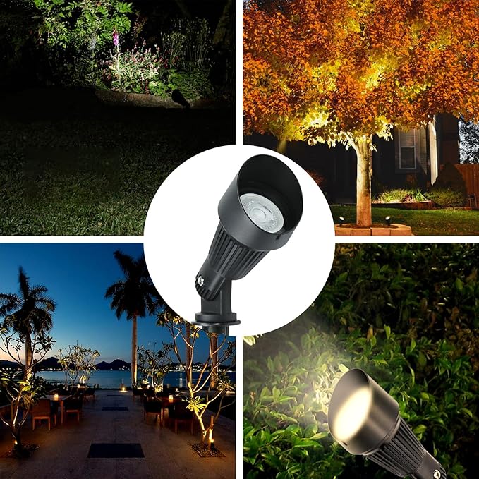 Lumina Lighting® 5W Landscape Lighting 12V Landscape Lights Low Voltage Landscape Spotlights Warm White Waterproof Outdoor Replaceable LED Bulb for Garden,Lawn,Porch,Patio and Yard (Black) (2-Pack)