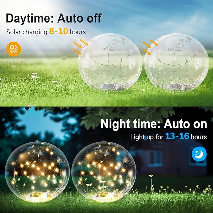 Solar Floating Pool Lights, 14" Inflatable Warm White LED Pool Lights That Float, Waterproof Pool Light Balls, Pool Accessories for Swimming Pools Yard Patio Party Outdoor Decor - 4 Pack