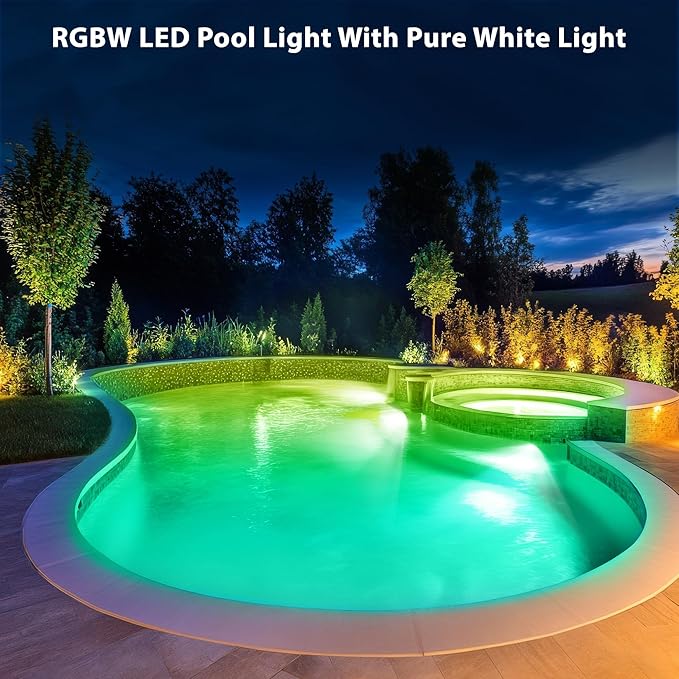 LyLmLe Pool Light for Inground Pools, 35W 12V RGBW LED Multicolor Inground Pool Light 12 Color Lights Show & 12 Fixed Color, Underwater Lights with Transformer & Controller for 10" Niche, 50ft Cord