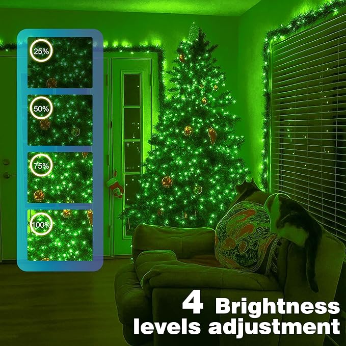 Christmas Lights 500LED 164FT, Waterproof Christmas Tree Lights with 8 Modes, Remote Control 3 Timers & Memory Function Xmas Decorations for House and Holiday (Green)