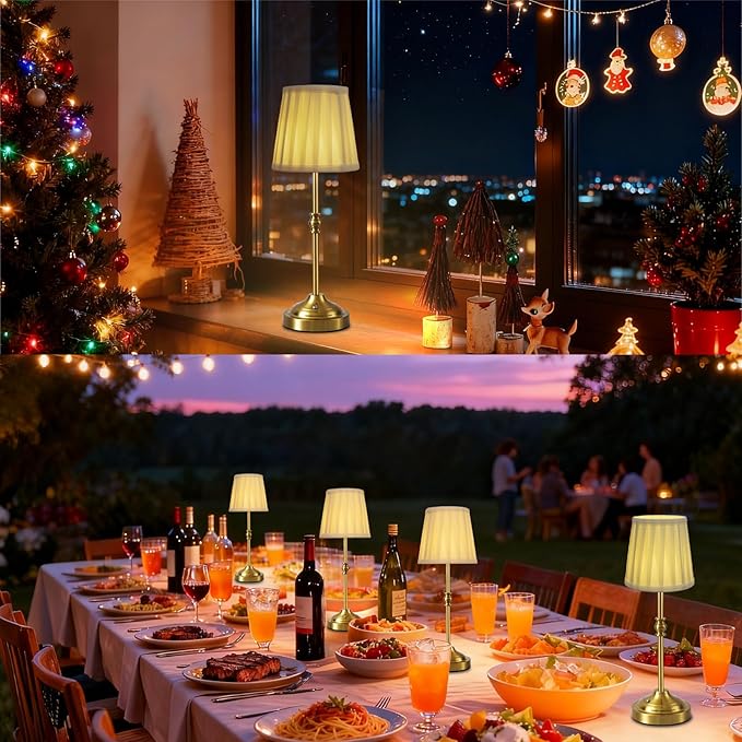 Cordless Table Lamp Rechargeable, 5200mAh Battery Operated Lamp, 3-Way Dimmable Bedside Lamps for Bedroom with Fabric Shade, Small Touch Desk Lamps for Living Room,Kitchen,Patio,Balcony,Bar