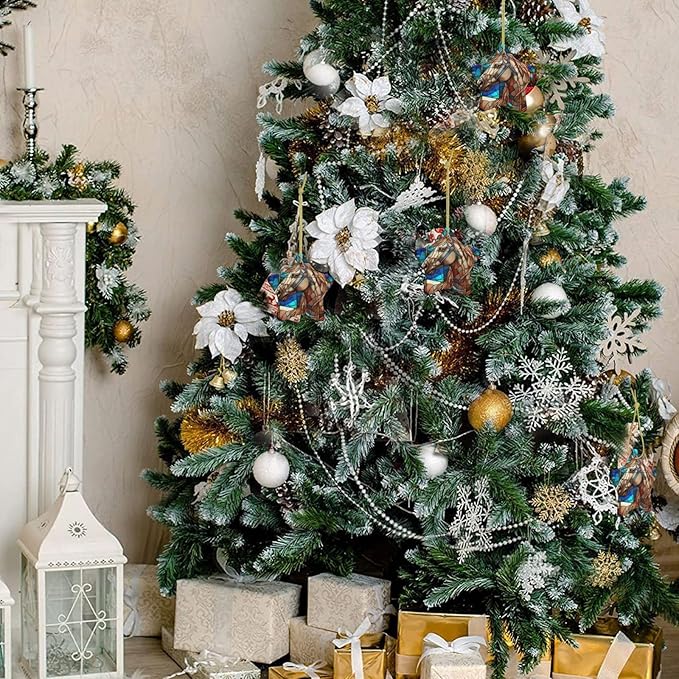 Glass Horse Christmas Ornaments, Christmas Decorations Xmas Tree Hanging Ornaments, Star-Shaped Ceramic Festive Keepsake Gift for Christmas Decorations Holiday Home Party