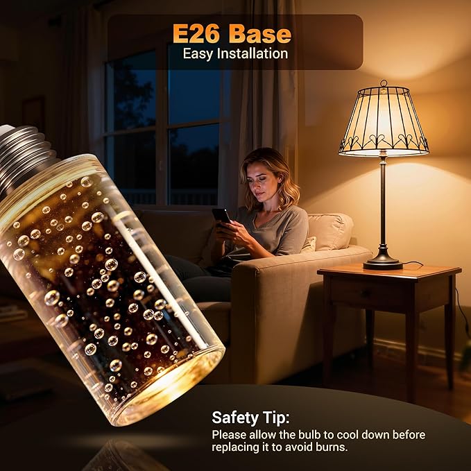JandCase LED Bulb,5W,3000K,500LM Dimmable E26 Acrylic Bubble Bulb with Ceramic Base, Suitable for E26 Lighting Fixtures Including Chandeliers, Wall Sconces, Table Lamps, and Vanity Lights