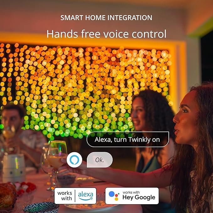 Twinkly Christmas Curtain Lights 210 RGB+W LEDs - App-Controlled, Sync with Music, Indoor & Outdoor Use, Compatible with Google Assistant, Amazon Alexa, Apple HomeKit, Bluetooth & WiFi Connectivity