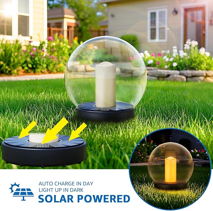 2-Pack 7.4x7.3 Solar Floating Pool Lights Ball Outdoor Water-Resistant IP66 Solar-Powered That Float Candles Flickering Lights for Swimming Pool Decor Pond Garden Party